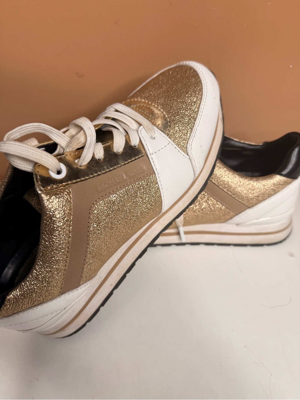 Michael Kors Gold and White Women's Sneakers